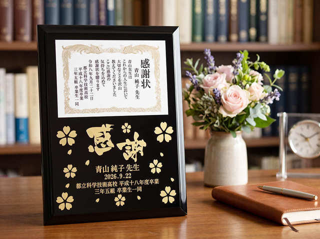 卒業式・同窓会｜先生への記念品「名入れ感謝状フォトフレーム」の商品写真